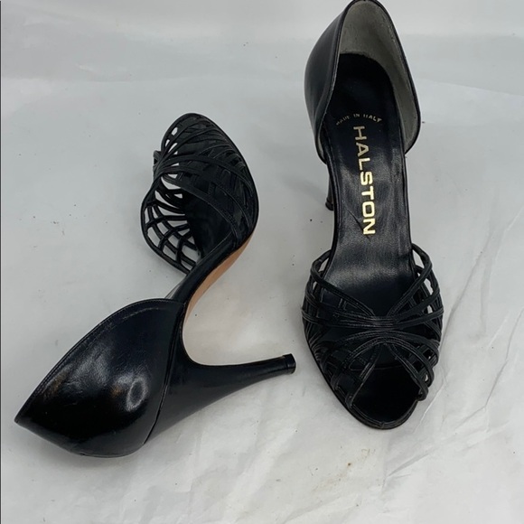 Vintage Halston Sz 5 Peep Toe D’Orsay Heels - Picture 1 of 9